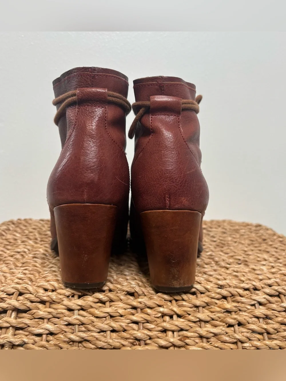 Kork Ease Kalpana Burgundy Leather Ankle Boots Size 7.5